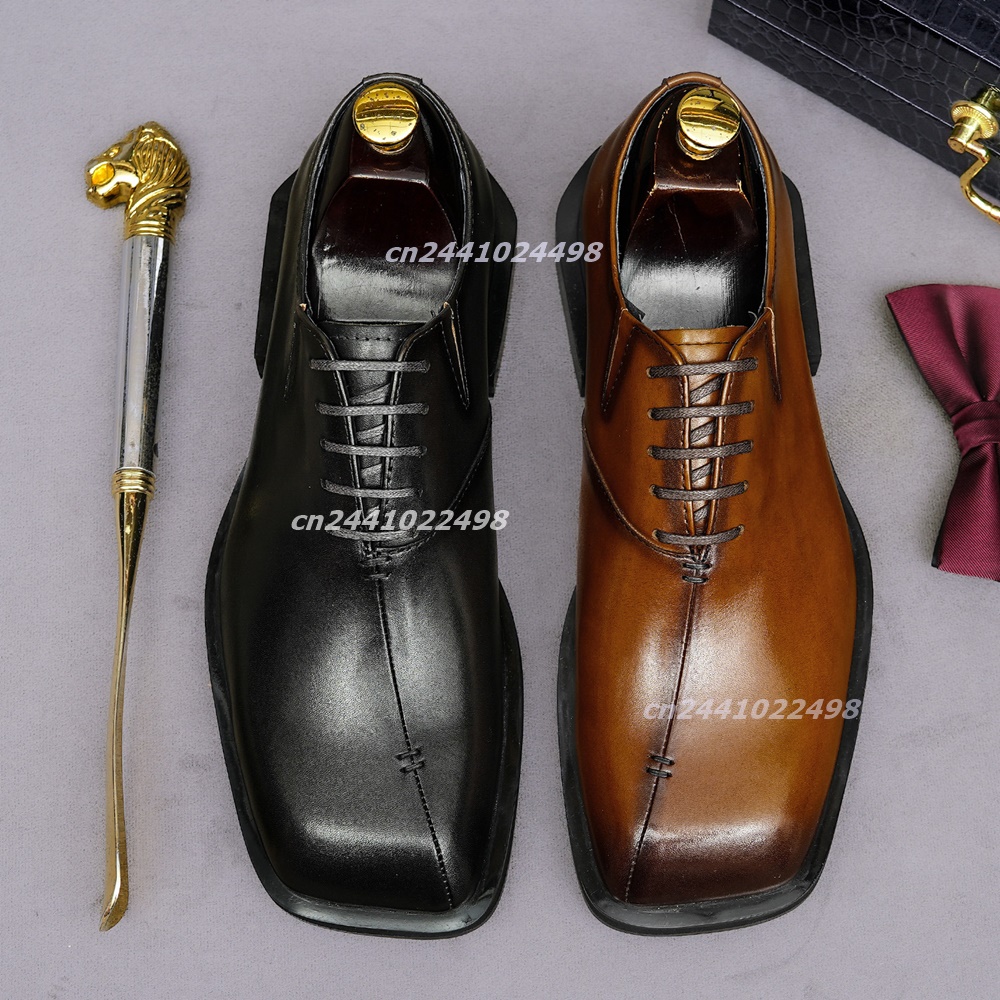 Handmade Square Toe Brown Leat - Leather Shoe Polish ulasan dan harga